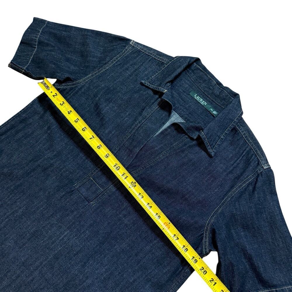 Lauren Ralph Lauren Denim Shift Johnny Collar Short Sleeve Shirt Dress Petite PM - Picture 7 of 15